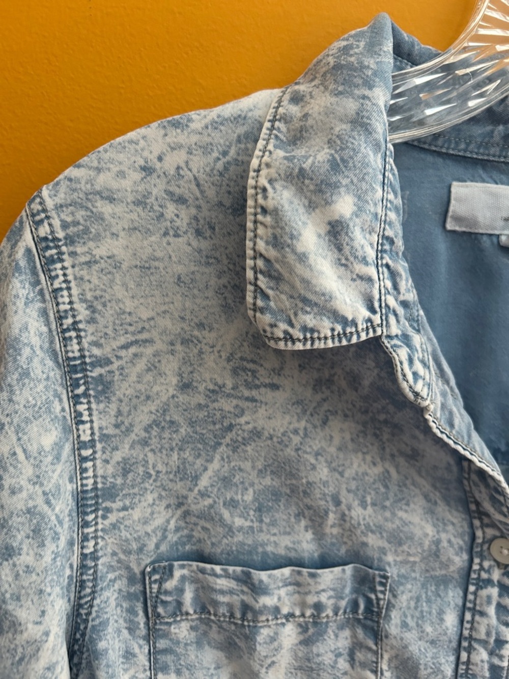 Acid Wash Light Blue Denim Button-Up Shirt - Picture 2 of 8